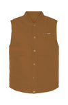 Blanc Page insulated canvas workwear vest with heavyweight durable fabric and multiple utility pockets designed for warmth and movement