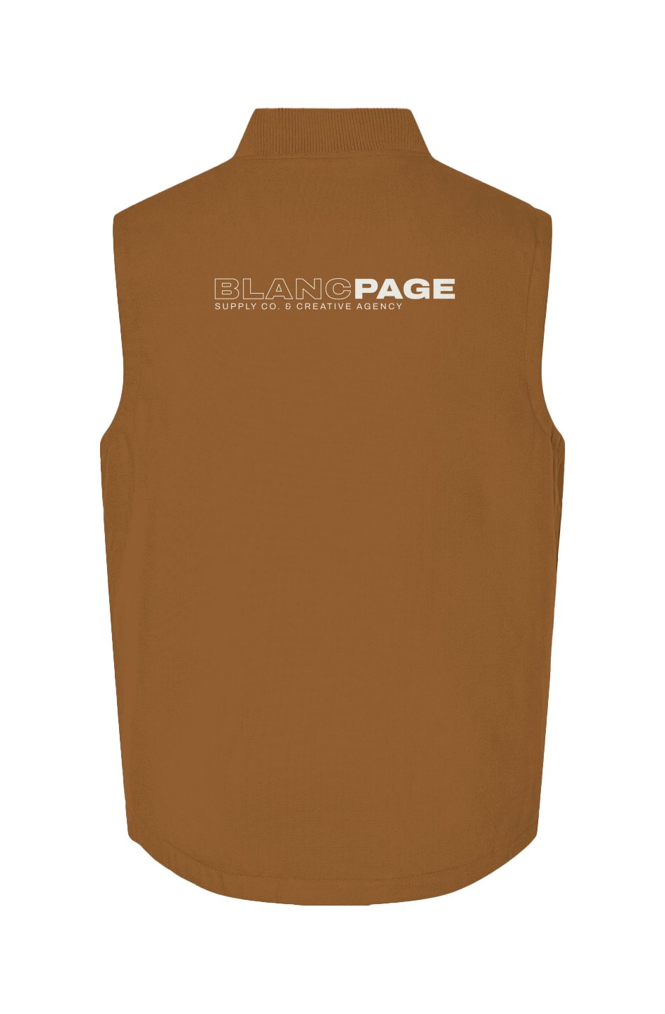 Blanc Page insulated canvas workwear vest with durable heavyweight fabric and functional pockets for warmth and movement