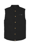 Insulated canvas workwear vest with durable heavyweight construction and functional utility pockets for cold weather.