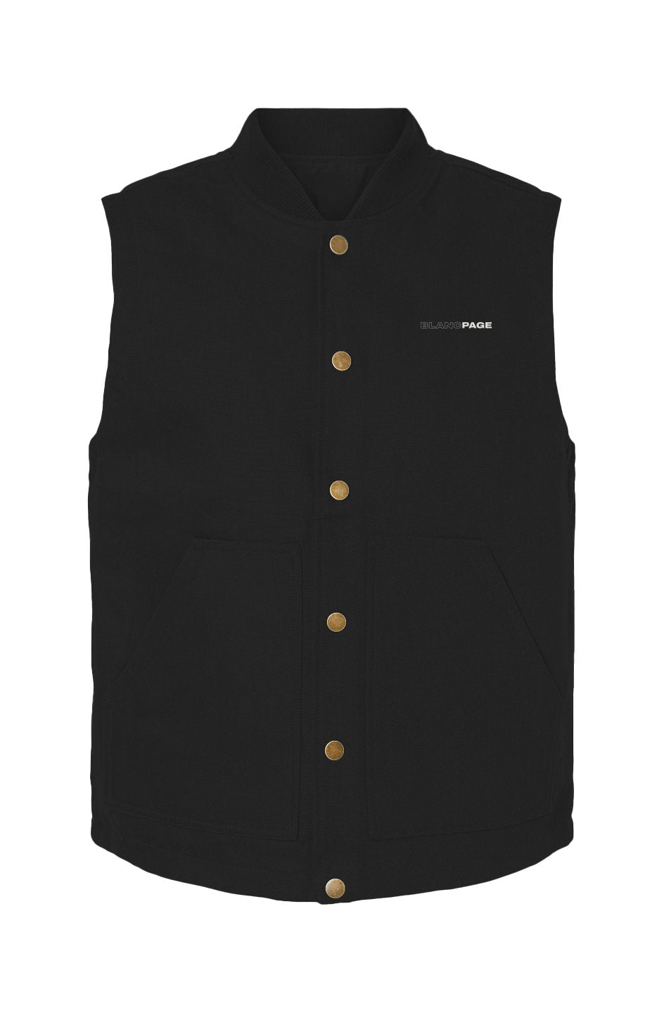 Insulated canvas workwear vest with durable heavyweight construction and functional utility pockets for cold weather.