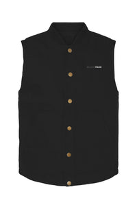 Insulated canvas workwear vest with durable heavyweight construction and functional utility pockets for cold weather.